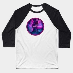 Neon Cyber punk city Baseball T-Shirt